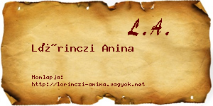 Lőrinczi Anina névjegykártya